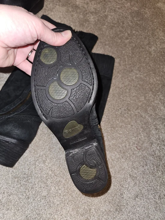 Born Black Suede Knee-High Dual Zip Heeled Boots Size 8 - Picture 12 of 15